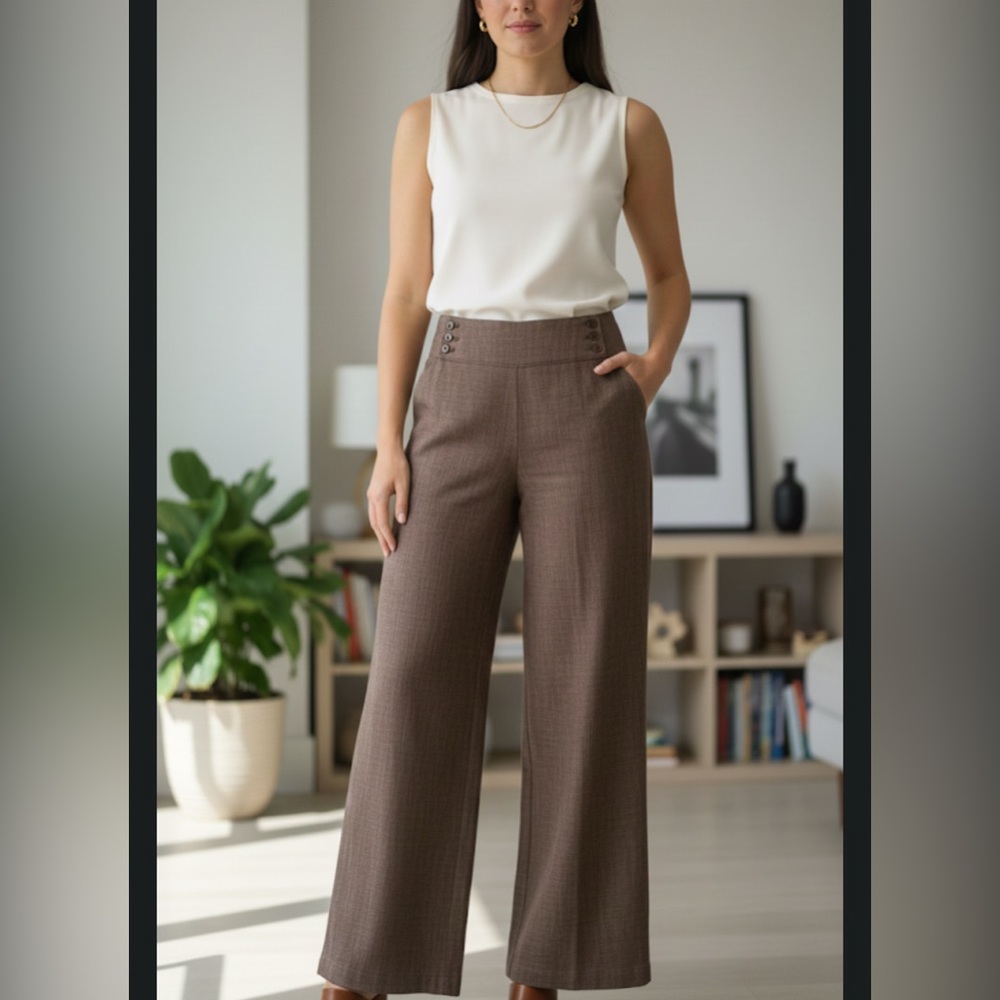 Max Studio Brown Wide Leg Women's Pants